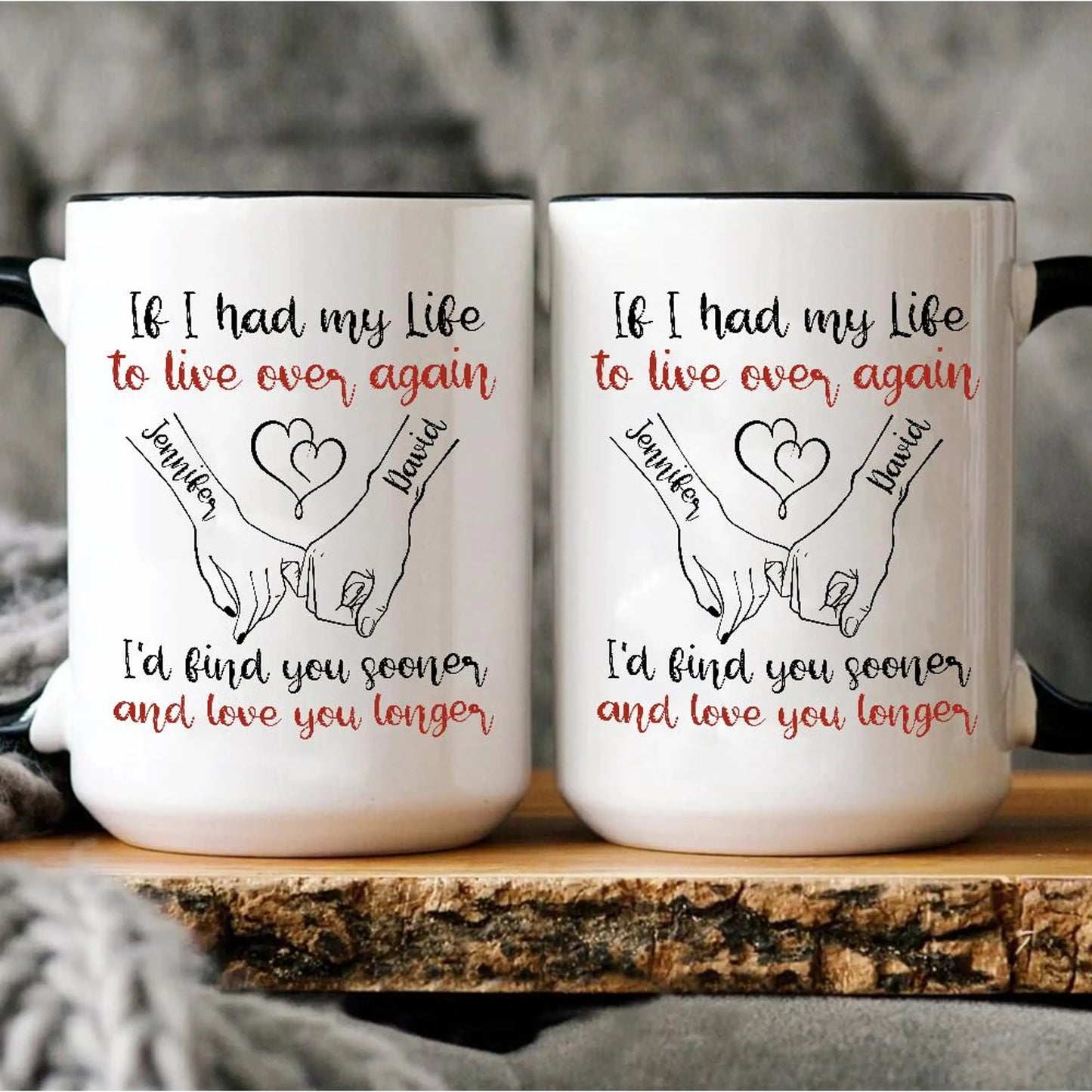 Personalized Couple Names Mug Romantic Line Art Gift