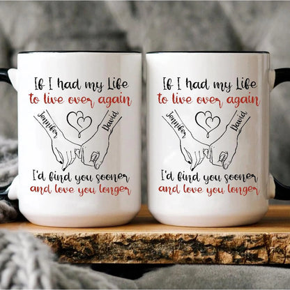 Personalized Couple Names Mug Romantic Line Art Gift