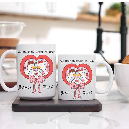 Funny Valentine Goose Mug Ceramic Gift for Couples