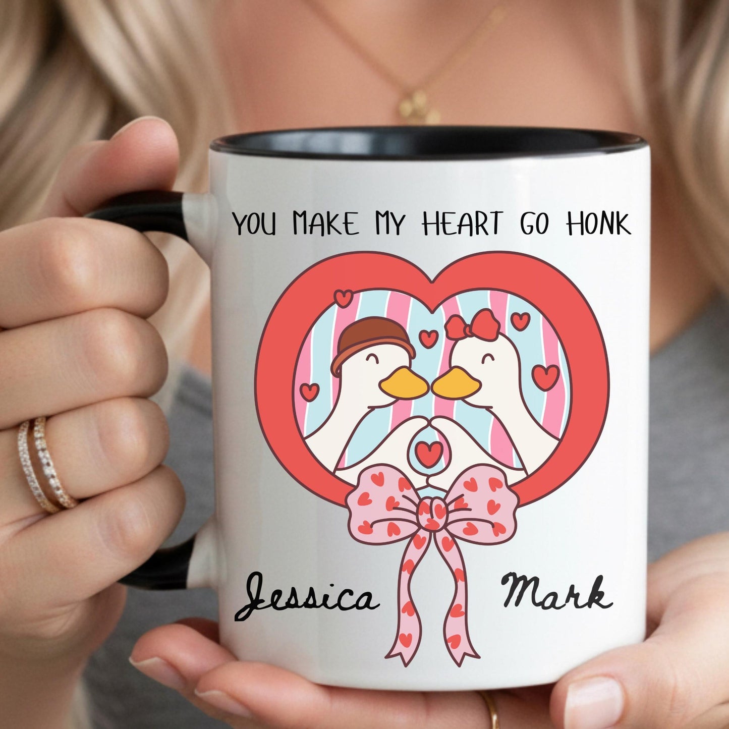 Funny Valentine Goose Mug Ceramic Gift for Couples