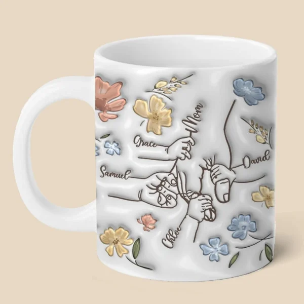 Personalized Mother's Day Gifts- Mom You Hold My Hand Also My Heart Mug- Personalized Holding Mama's Hand 3D Inflated Effect Mug - Image 3