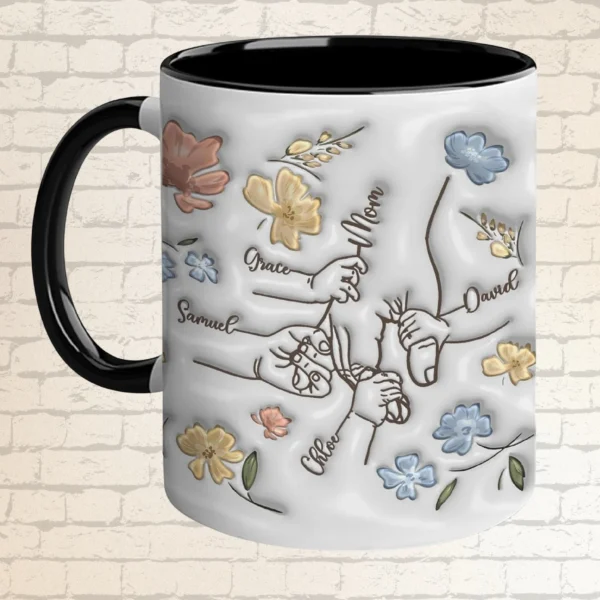 Personalized Mother's Day Gifts- Mom You Hold My Hand Also My Heart Mug- Personalized Holding Mama's Hand 3D Inflated Effect Mug - Image 4