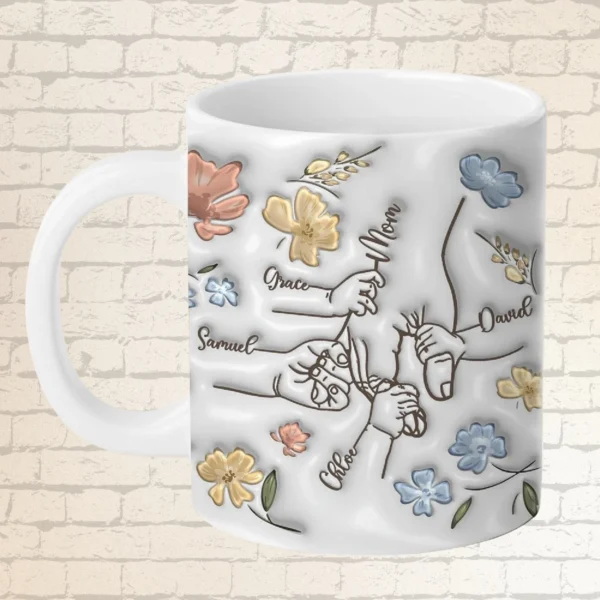 Personalized Mother's Day Gifts- Mom You Hold My Hand Also My Heart Mug- Personalized Holding Mama's Hand 3D Inflated Effect Mug - Image 5