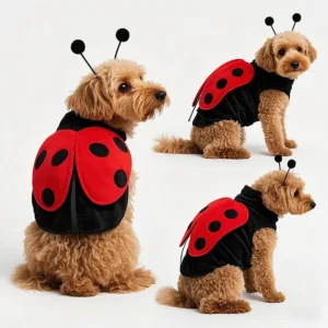 Ladybug Dog Costume with Wings and Antennae